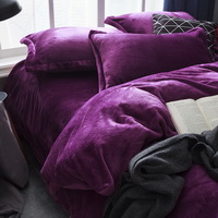 Purple Velvet Flannel Duvet Cover Set for Winter. Use It as Blanket or Throw in Spring and Autumn, as Quilt in Summer.