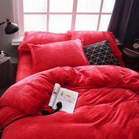 Red Velvet Flannel Duvet Cover Set for Winter. Use It as Blanket or Throw in Spring and Autumn, as Quilt in Summer.