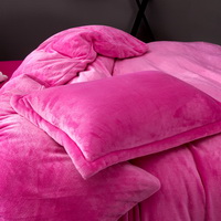 Rose Red Velvet Flannel Duvet Cover Set for Winter. Use It as Blanket or Throw in Spring and Autumn, as Quilt in Summer.