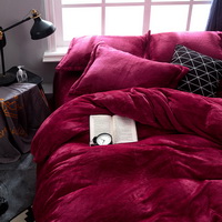 Wine Red Velvet Flannel Duvet Cover Set for Winter. Use It as Blanket or Throw in Spring and Autumn, as Quilt in Summer.