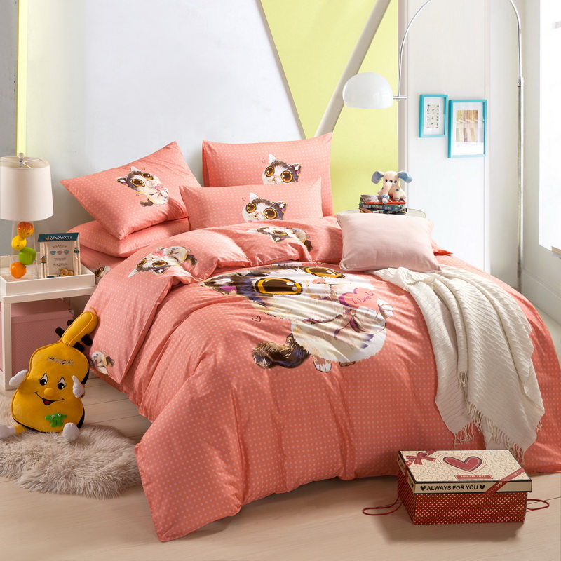Cute Kitten Orange Cartoon Bedding Kids Bedding Girls Bedding Teen ...