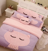 Cute Kitty Purple Princess Bedding Girls Bedding Women Bedding