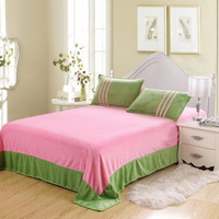 Green Pink Coral Fleece Bedding Teen Bedding