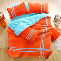 Orange Blue Coral Fleece Bedding Teen Bedding