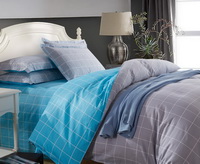 Modern Grids Gray And Blue Teen Bedding Duvet Cover Set