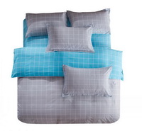 Modern Grids Gray And Blue Teen Bedding Duvet Cover Set