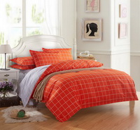 Modern Grids Orange And Gray Teen Bedding Duvet Cover Set