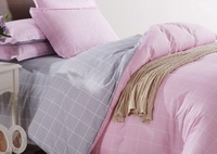 Modern Grids Pink And Gray Teen Bedding Duvet Cover Set