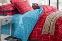 Modern Grids Red And Blue Teen Bedding Duvet Cover Set